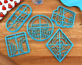 Vaporwave Dreams Cookie Cutters - Big Vaporwave, Crystal Monitor, Mountainside Vapor, Starry Pill, Sunset Cityscape - Vaporwave Gift