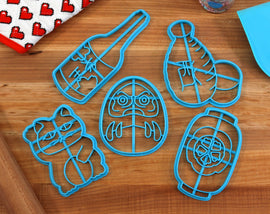 Izakaya Items Cookie Cutters - Daruma, Izakaya Lucky Cat, Sake Set, Sakura Lantern, Sakura Sake - Isekai Izakaya