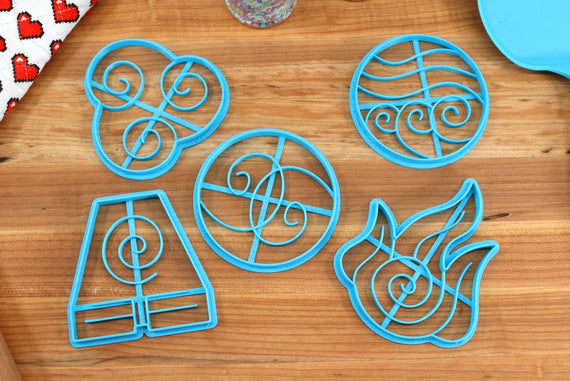 Elemental Bending Symbols Core Cookie Cutters - Spirit, Fire, Water, Earth, Air - Bending Gift, Elemental Bender