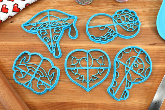 Anime Tentacle Cookie Cutters - Curled Tentacle, Dripping Tentacle Tongue, Tentacle Mouth, Heart Tentacle, Infinity Tentacle - Anime Gift