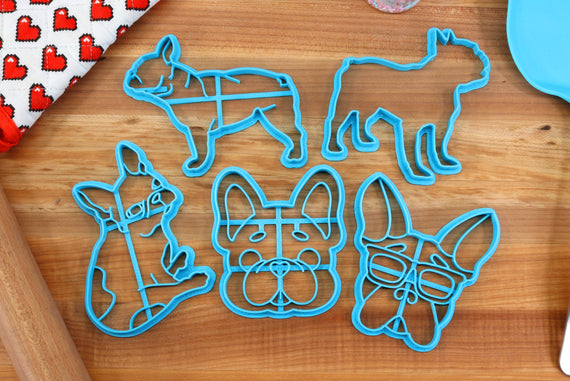 French Bulldog Cookie Cutters - Cutesy Frenchie, Frenchie Outline, Frenchie Sitting, Frenchie Stack - Gift for French bulldog Owner