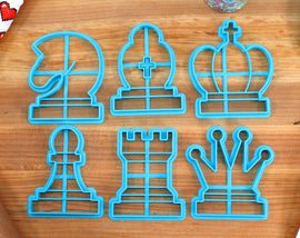 Online Chess Icons Cookie Cutters - Queen, Rook, Pan, Bishop, King, Queen - Gift for chess player