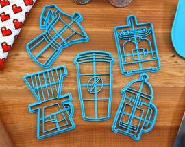 Coffee Cookie Cutters - Coffee Cup, Espresso Maker, French Press, Moka Pot, Pour Over - Gift for Coffee Lover, Coffee Gift IDea