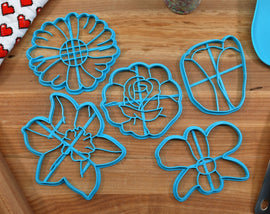 Spring Flower Cookie Cutters Set - Daffodil Cookie, Daisy Cookie , Orchid Cookie, Rose Cookie, Tulip Cookie - Spring Cookie Cutter