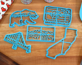 California Cookie Cutters - California Bear, LA Skyline, Golden Gate Bridge, California State, California Palm - CA Gift Idea