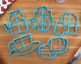 Bitish Tea Time Cookie Cutters - Tae Kettle, Tea Scones, Tea Bag, Sugar Cubes, Teacup - British Gift Idea