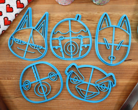 Animal Crossing Villagers Set 4 Cookie Cutters - Redd, Zucker, Hopper, Cephalobot, Bob  - New Horizons /  Nintendo Gift