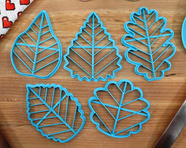 Leaf Cookie Cutters Set 1 - Poplar Leaf, Oak Leaf, Birch Leaf, Aspen Leaf, Apple Tree Leaf