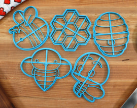 Honey Bee Cookie Cutters - Honeycomb, Beehive, Honey, Honeybee - Honeybee Gift Idea