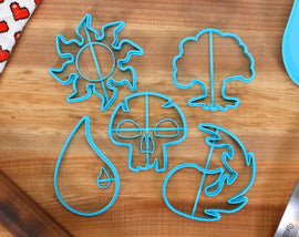Elemental Magic Cookie Cutters - Forest, Island, Plains, Fire, Swamp - Magic Symbols