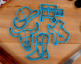Texas Cookie Cutters - Texas State Outline, Cowboy Boot, Cowboy Hat, Longhorn Cattel, Smoker Grill- TX Gift Idea