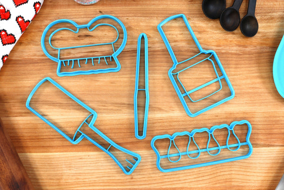 Nail Care Cookie Cutters - Nail Brush, Nail File, Nail Polish, Polish Brush, Toe Seperator - Pedicure Cookie Cutter, Manicure Cookie Cutter