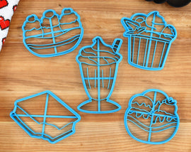 Ice Cream Cookie Cutters - Banana Split, Frozen Yogurt, Ice Cream Sandwhich, Ice Cream Sundae, Milkshake