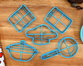 Chef Cookie Cutters - Chef Hat, Frying Pan, Spice Jar, Cutting Board, Cooking Pot - Chefs Gift Idea - Crafty Cooking
