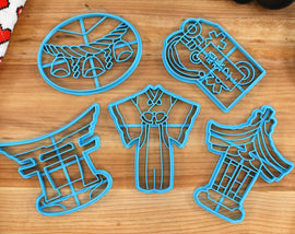 Japanese Shrine Cookie Cutters - Omamori, Tori Gate, Shrine Maiden, Kasuga Taisha, Shimenawa Rope - Shrine Themed Gift