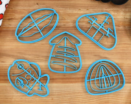 Japanese Street Food Cookie Cutters - Dorayaki, Ikayaki, Onigiri, Daifuku, Taiyaki - Foodie Gift Idea