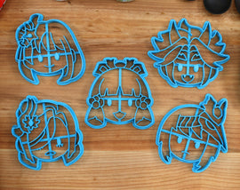 Genshin Impact Cookie Cutters Chibi Faces Set 10 - Arataki Itto, Kamisato Ayaka, Kujou Sara, Raiden Shogun, Shenhe