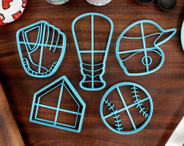 Baseball Cookie Cutters - Baseball Bat, Baseball Gloves, Baseball Helmet, Baseball, Home Plate - Baseball Party