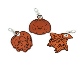 Halloween Keychains Anime Witch, Poison Apple, UWU Pumpkin - Leather and Steel - Goth Gift Idea  LT1