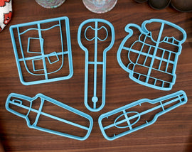 Bartending Cookie Cutters - Bottle Opener, Cocktail Saker, Beer Stein, Beer Bottle, Shotglass - Bartending Party