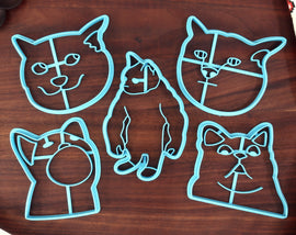 Cat Meme Cookie Cutters - Pop Cat, Stronk Cat, Schmuserkadser, Gasping Cat, Disappointed Cat - Cat Memes