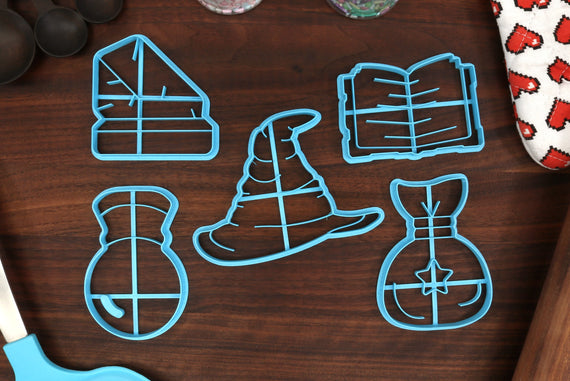 Magical Girl Cookie Cutter- Gem Stone Pouch, Spell Tome, Pondering Orb, Wizard Hat - Gifts for Witches Apprentice & Sorceress