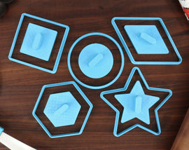 Stamp Thumbprint Cookie Cutters - Circle, Hexagon, Rhombus, Square, Star Shapes - Filling Cookies