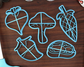 Tears of The Kingdom Food Items Cookie Cutters - Radish, Thistle, Meat, Spicy Pepper, Stamella Shroom - LoZ Zelda