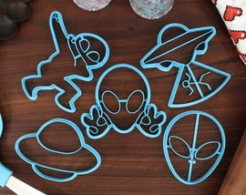 Cute Aliens Cookie Cutters, Set 1 - UFO Cookie Cutter, Alien Abduction, The Greys, Grey Alien Face, I Want to Believe