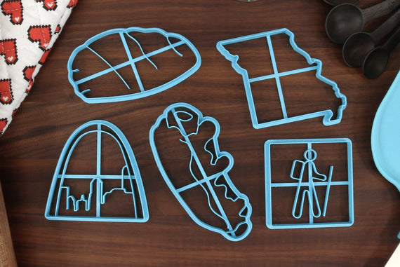Missouri Cookie Cutters - BBQ Square Rib, Elephant Rock, Gateway Arch, Hiking Sign, Missouri State - MO Gift Idea