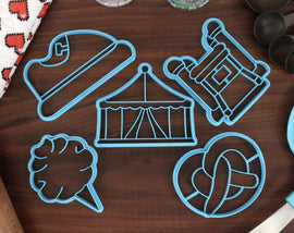 State Fair Cookie Cutters - Bouncy House, Bumper Car, Cotton Candy, Fair Tent, Twisted Pretzel - Carnival Fair Gift Idea
