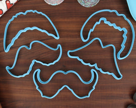 Moustache Cookie Cutters - English Stache, Horseshoe Stache, Hungarian Stache, Imperial Stache, Walrus Stache - Facial Hair Gifts