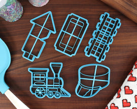 Train Cookie Cutters Set One - Conductor's Hat, Railway Track, Steam Engine, Train Ticket, Train Whistle - Trains Merch - Railway Enthusiast