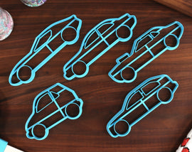 Car Styles Cookie Cutters, Set One - Hatchback, Micro, Musclecar, Sedan, Supercar - Automotive Cookie Cutter - Mechanic Cookies