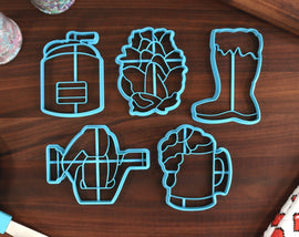 Beer Enthusiast Cookie Cutters - Beer Airlock, Beer Boot, Beer Mug, Hops, Mash Tun - Beerologist Gifts Merch - Beer Maven - Hops Handler