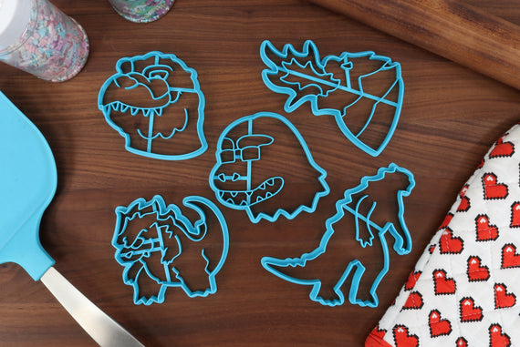King Lizard Kaiju Cookie Cutters - Atomic Breath, Cash Money Lizard, Cute Kaiju Lizard, Kaiju Outline, Smiling Kaiju Lizard - Kaiju Cookies