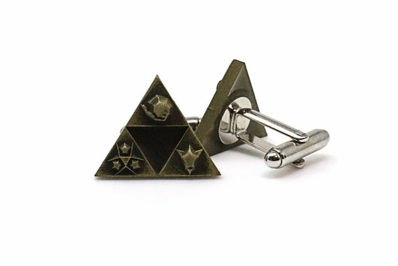 Zelda Cufflinks *Triforce Spiritual Stones* Legend of Zelda Breath of the Wild - Zelda Jewelry / Zelda Gift - LootCaveCo